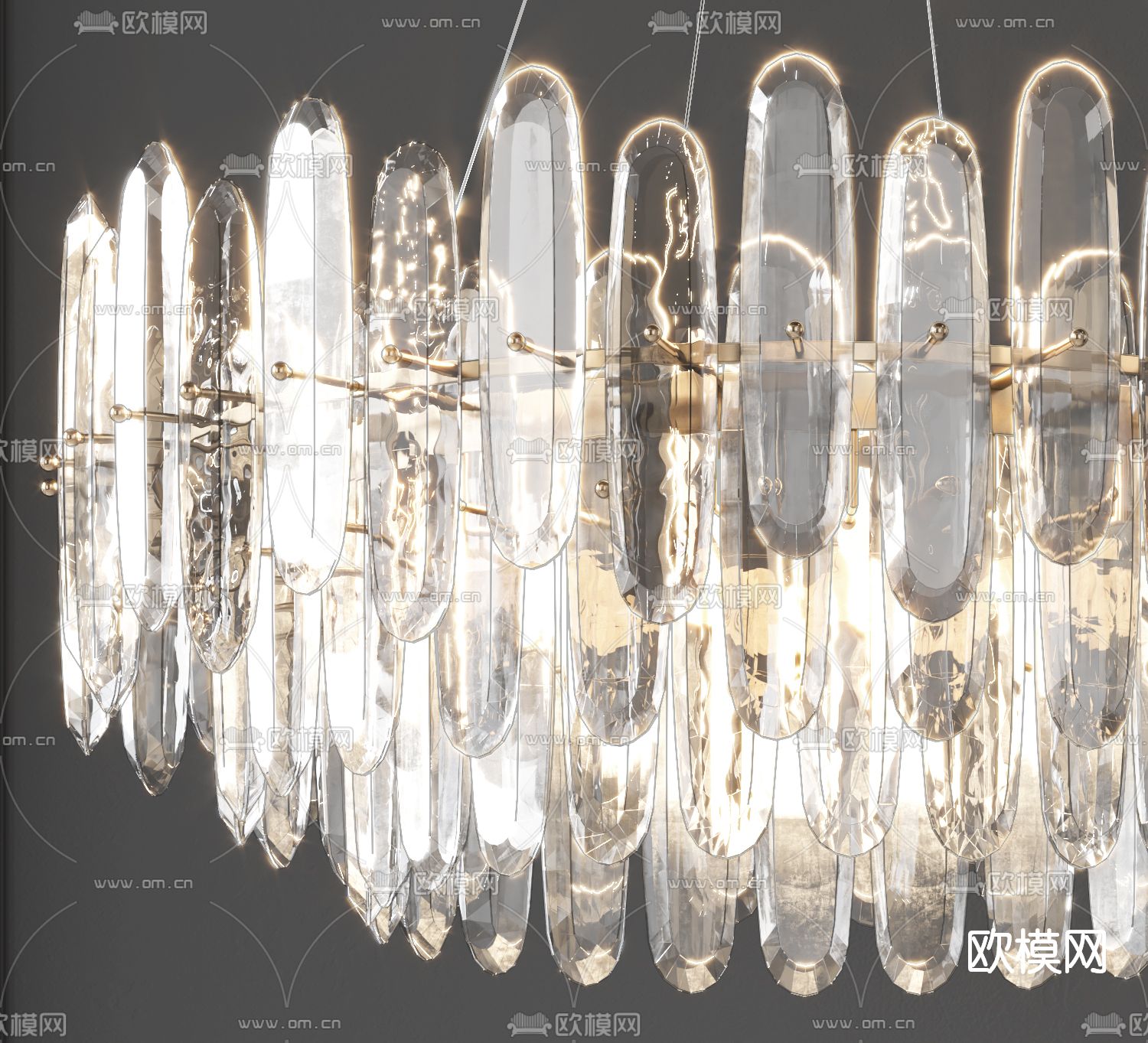 现代轻奢水晶吊灯su模型下载（渲染图2）