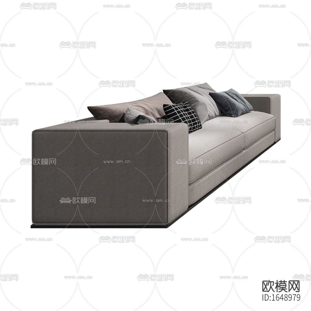 现代简约灰色布艺双人沙发
