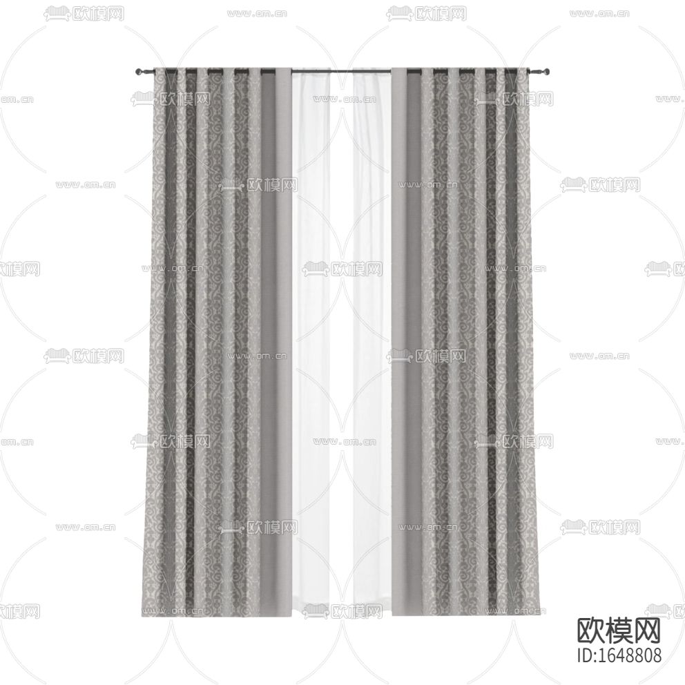 现代简约灰色布艺遮光窗帘下载