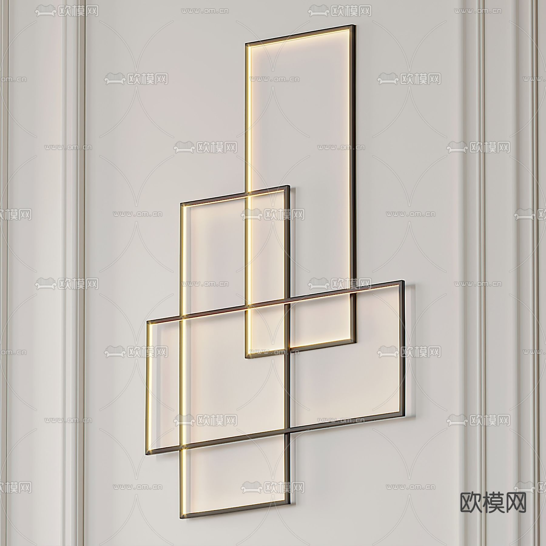 现代金属壁灯3d模型下载（渲染图2）