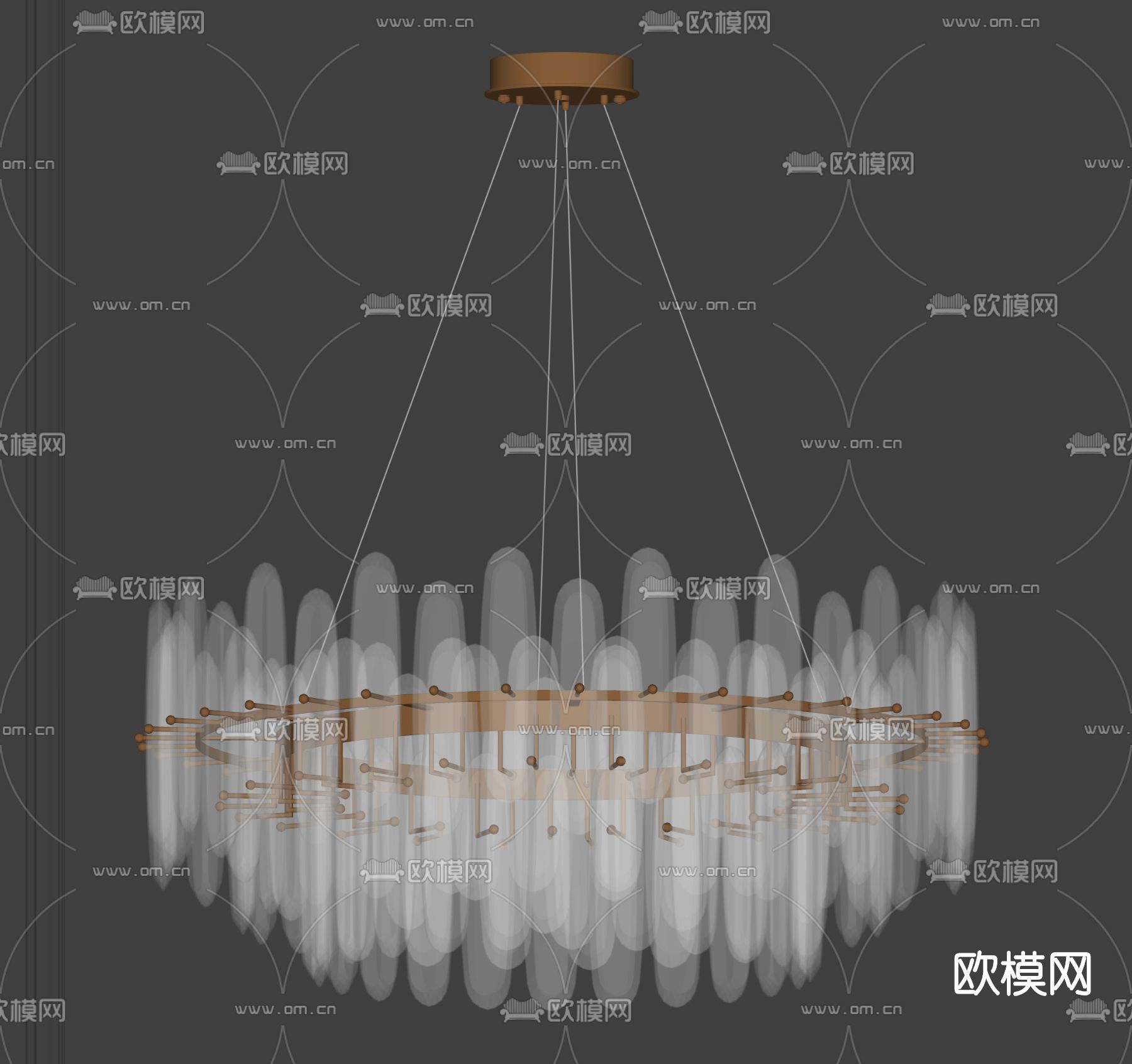 现代轻奢水晶吊灯su模型下载（渲染图3）