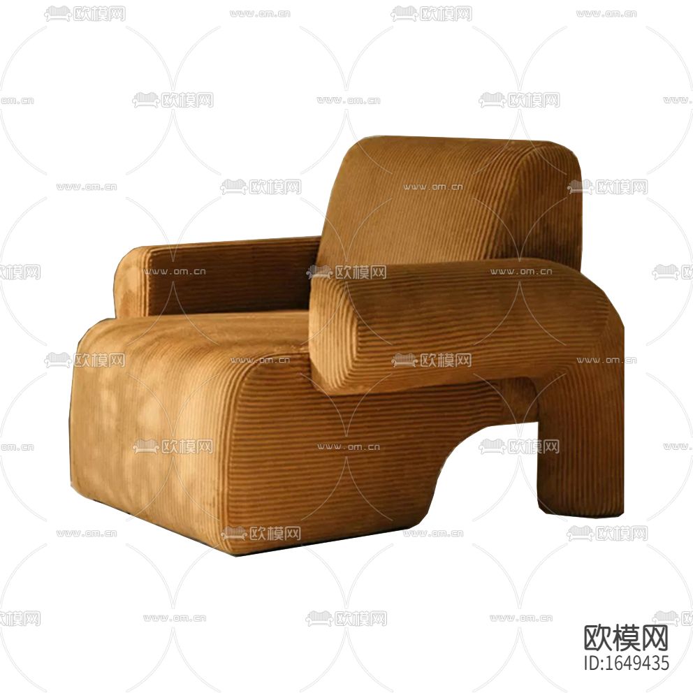 现代简约土黄色条纹布艺单人沙发下载