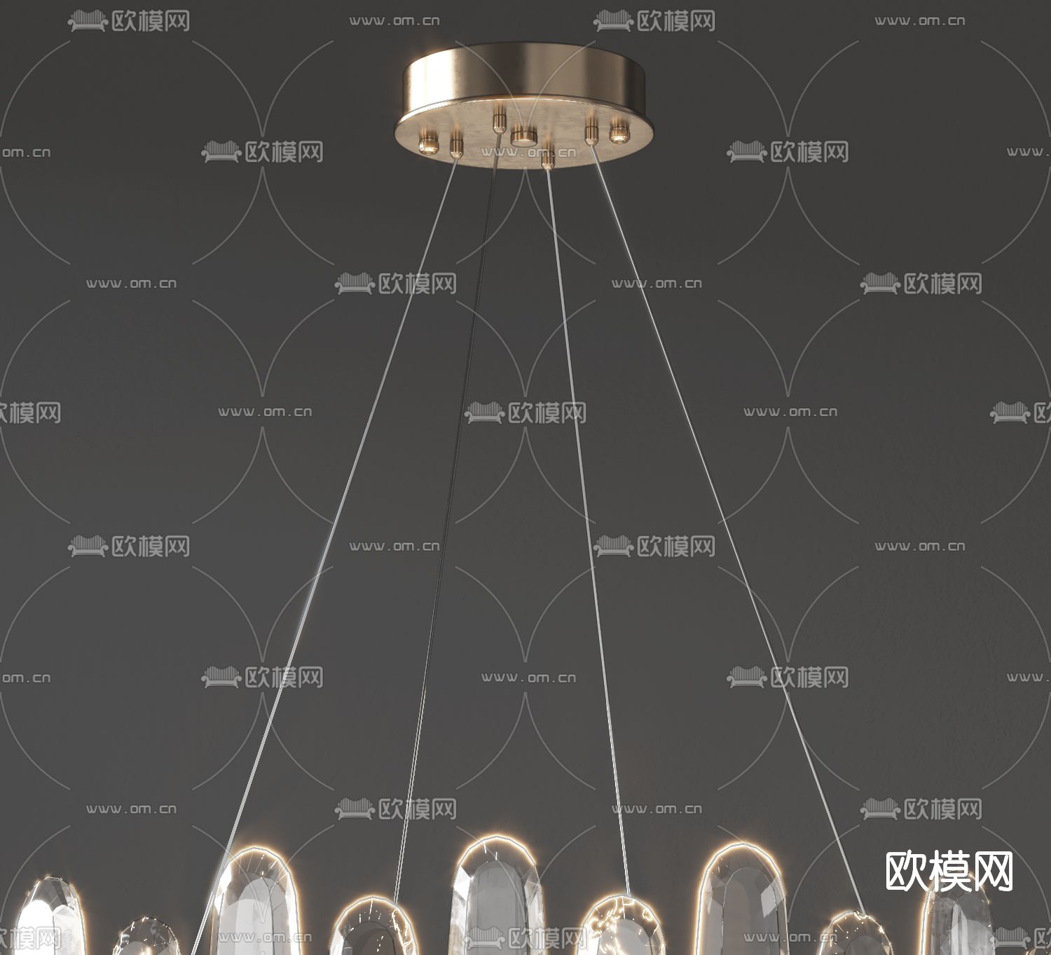 现代轻奢水晶吊灯su模型下载（渲染图4）
