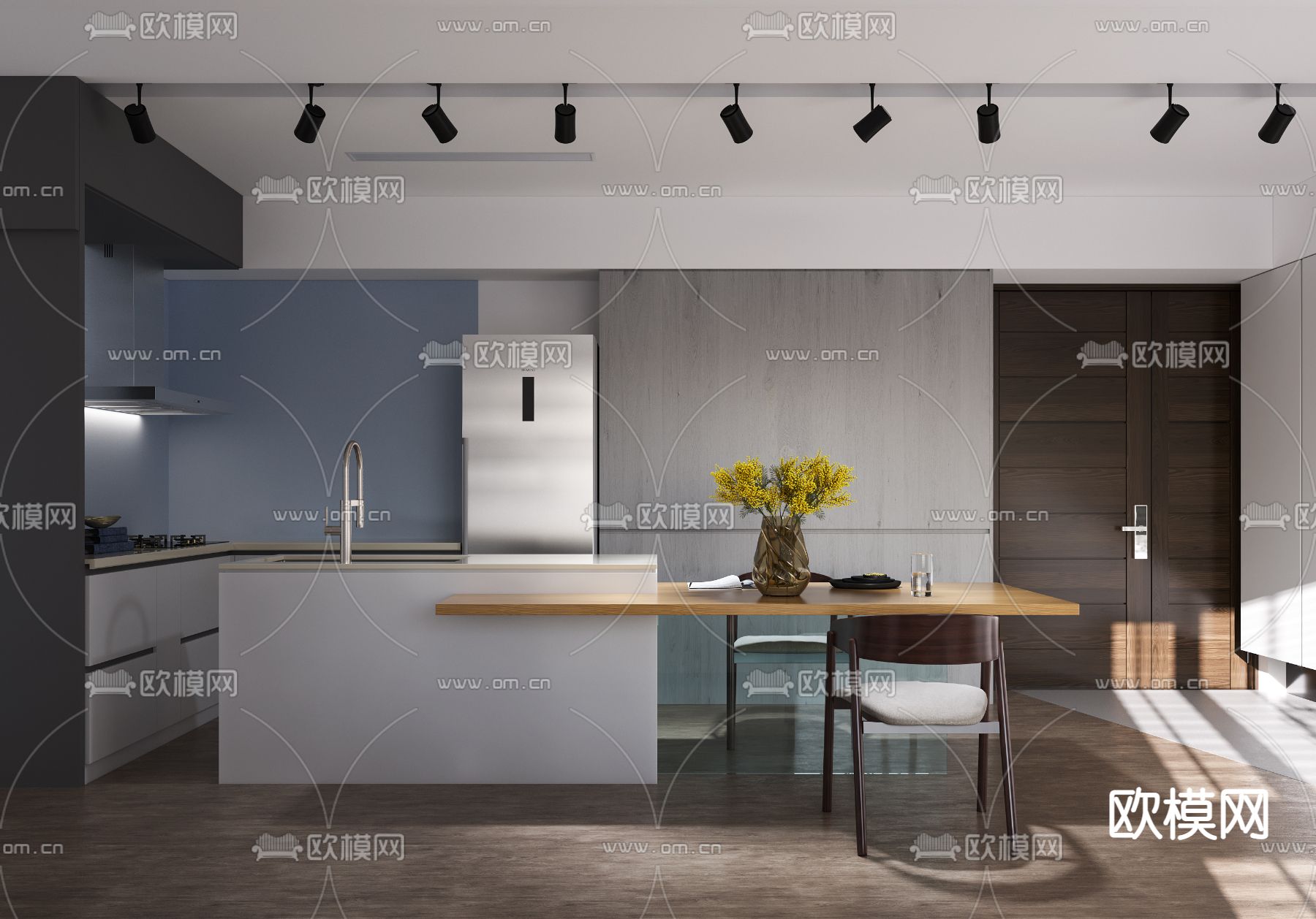 现代公寓客厅餐厅3d模型