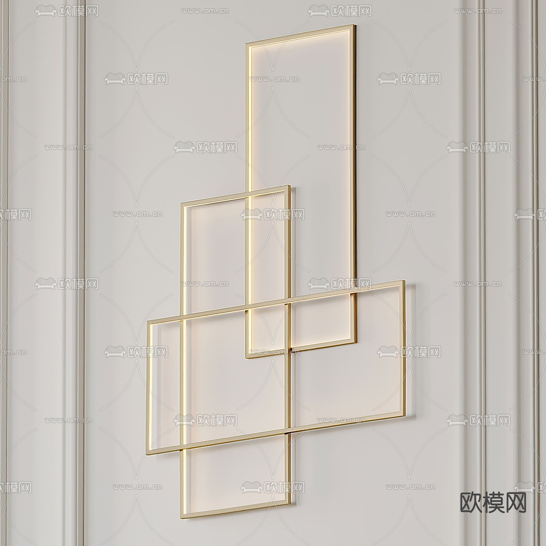 现代金属壁灯3d模型下载（渲染图1）