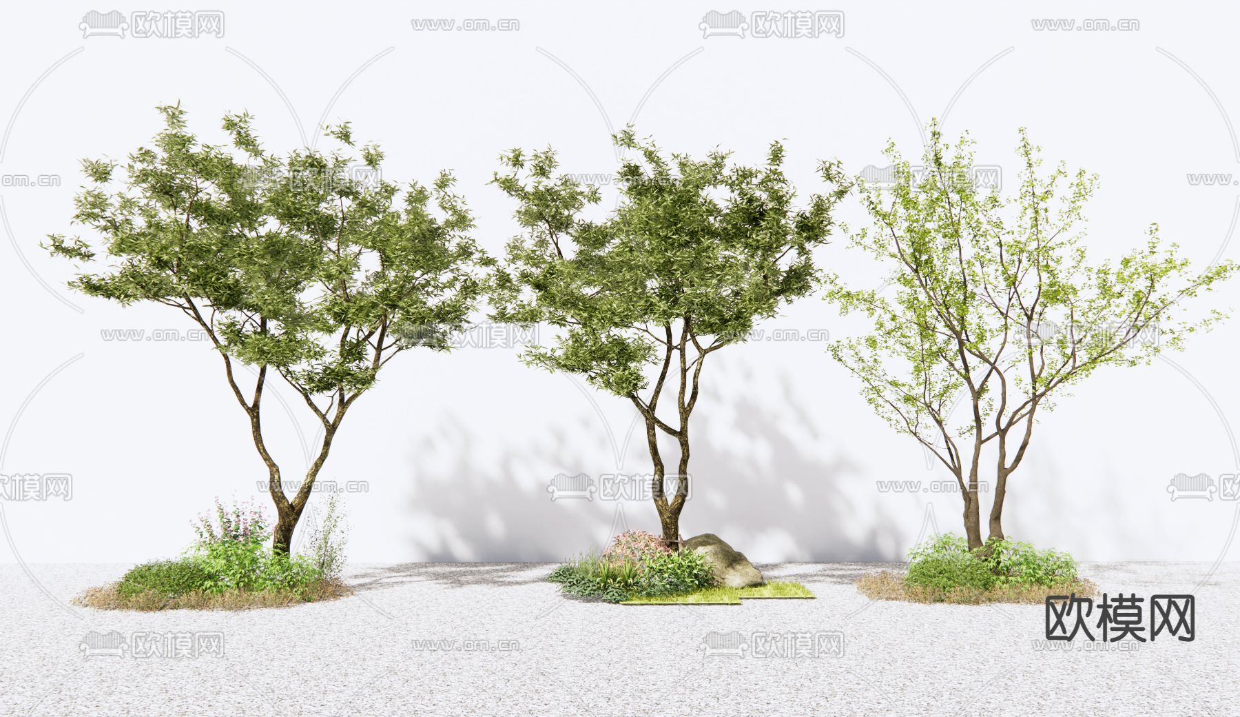 现代景观树su模型下载
