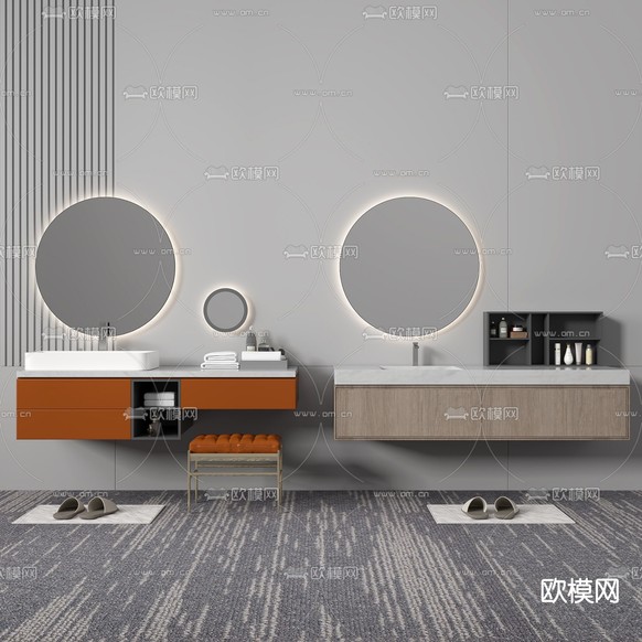 现代浴室柜洗手台3d模型下载