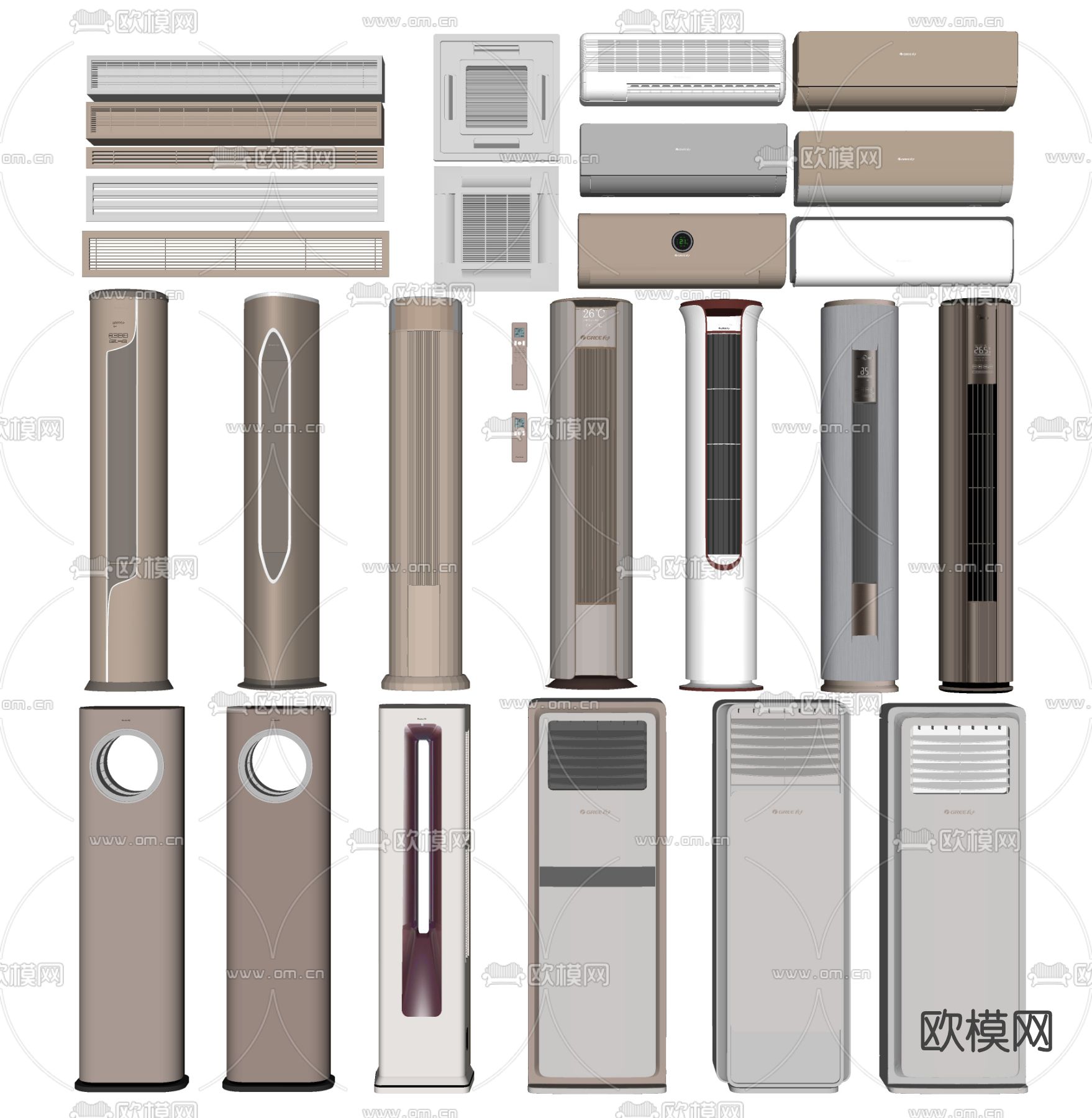 现代立式空调su模型下载