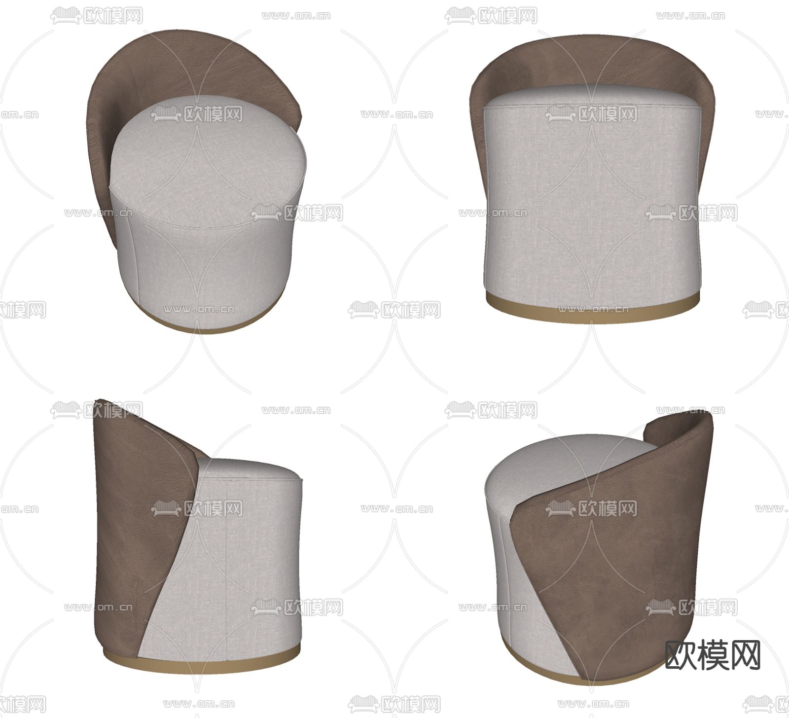 现代布艺鞋凳su模型下载（渲染图2）
