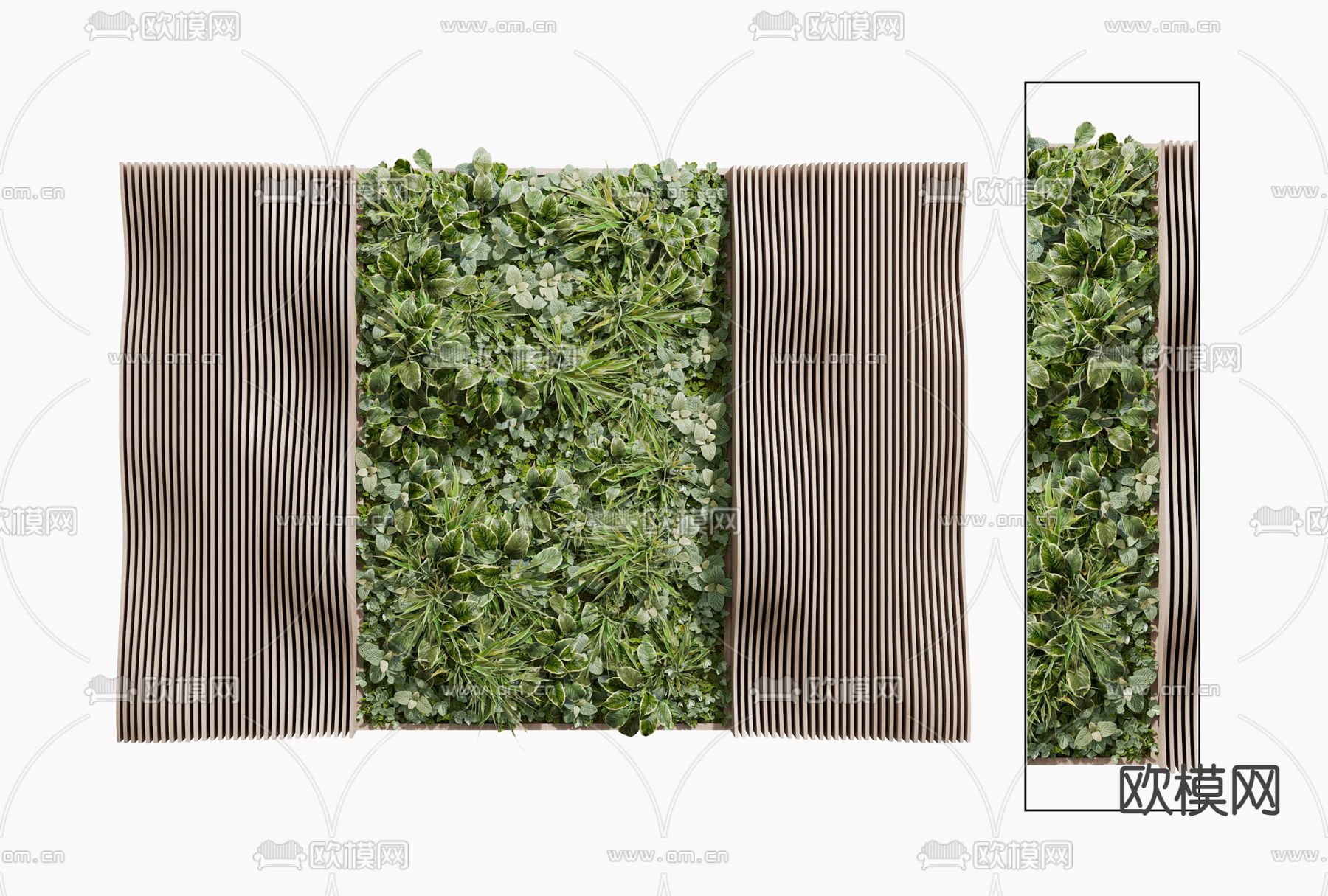 现代植物墙3d模型