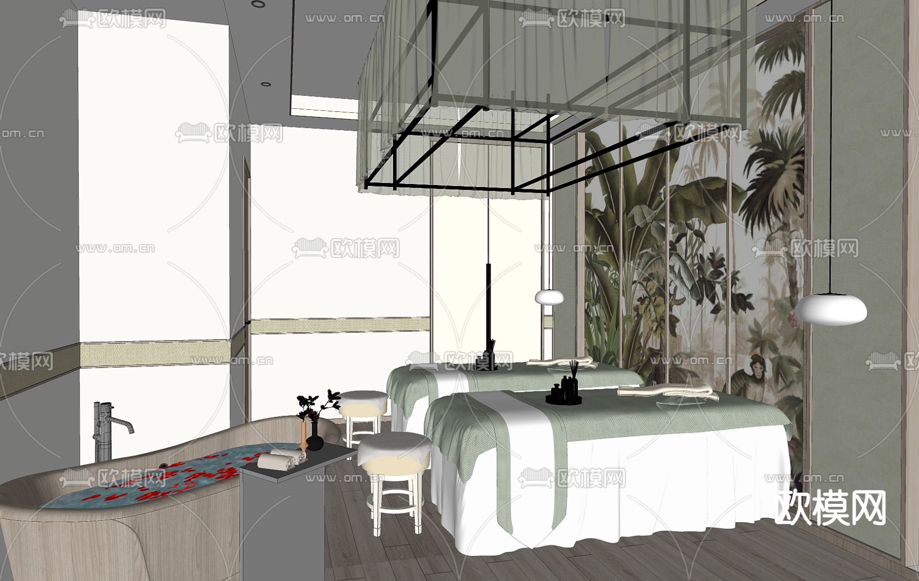 现代SPA会所su模型下载（渲染图2）