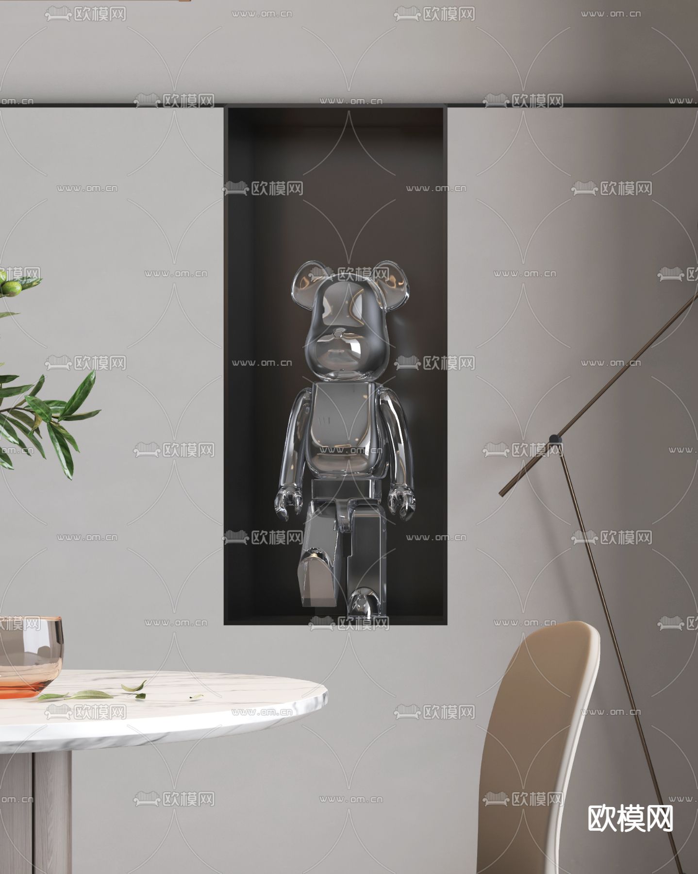 现代飘带暴力熊雕塑3d模型