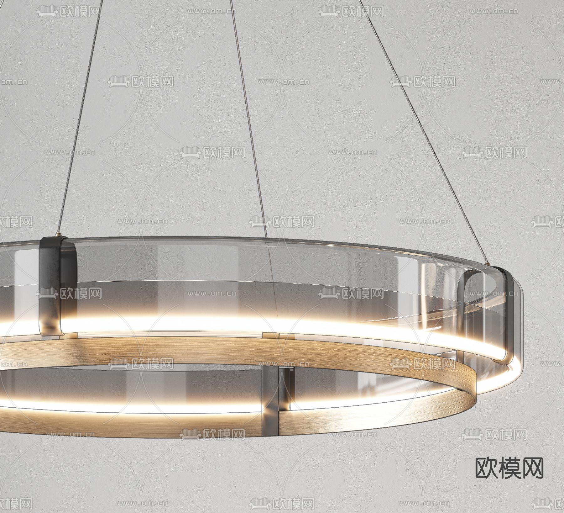 现代轻奢环形吊灯su模型下载（渲染图2）