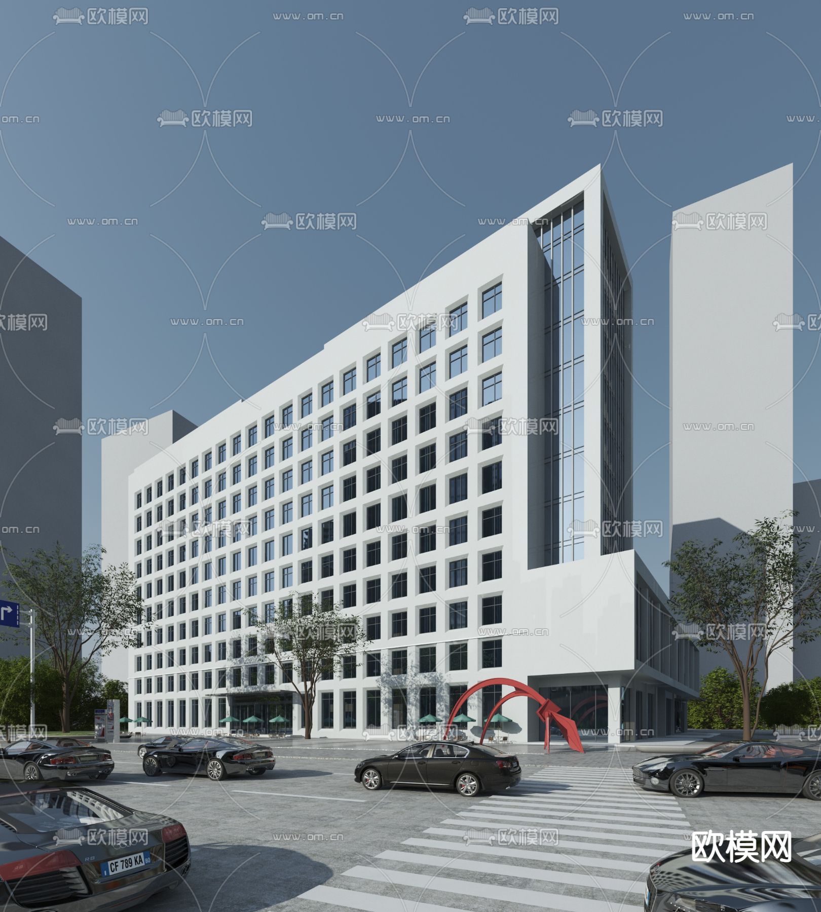 现代办公楼建筑外观3d模型下载