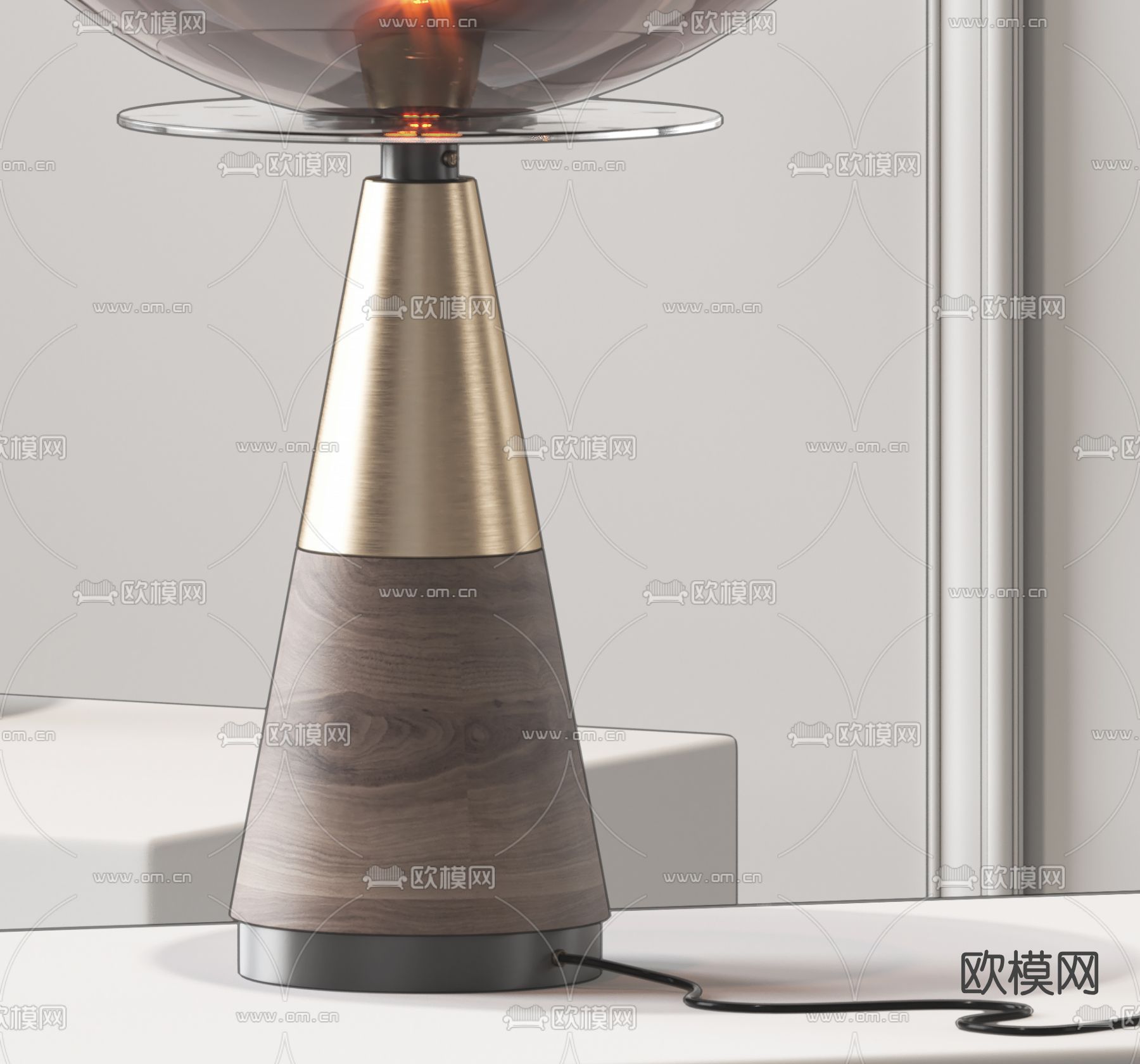 现代轻奢玻璃台灯su模型下载（渲染图4）