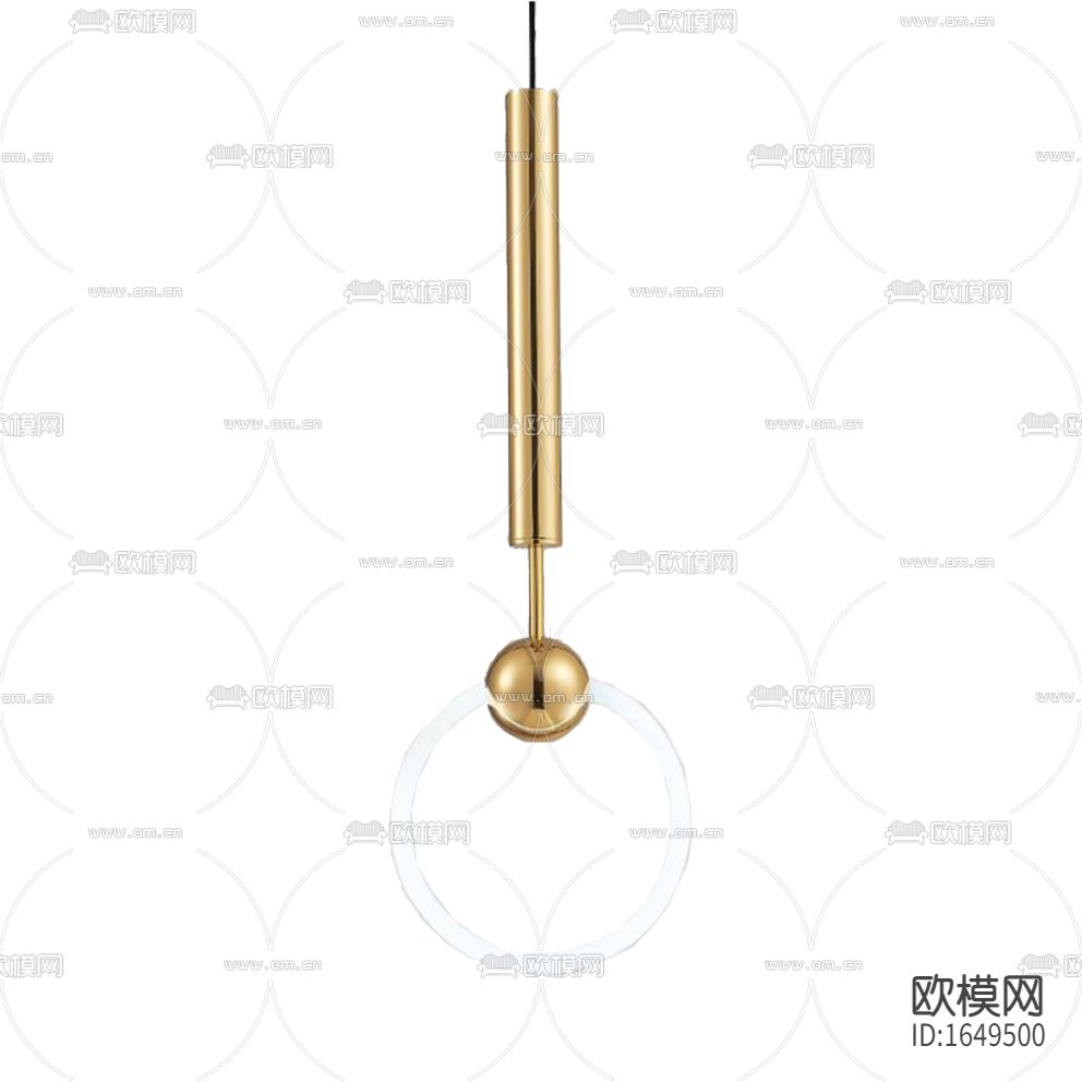 现代轻奢黄铜玻璃环吊灯