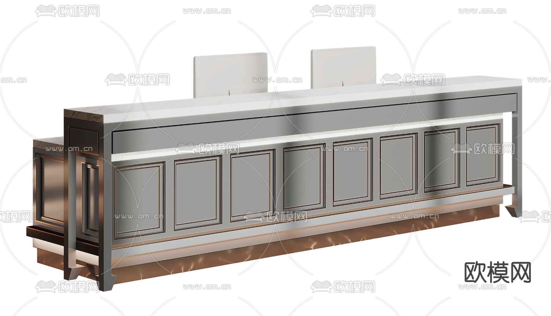 现代前台接待台3d模型下载（渲染图2）