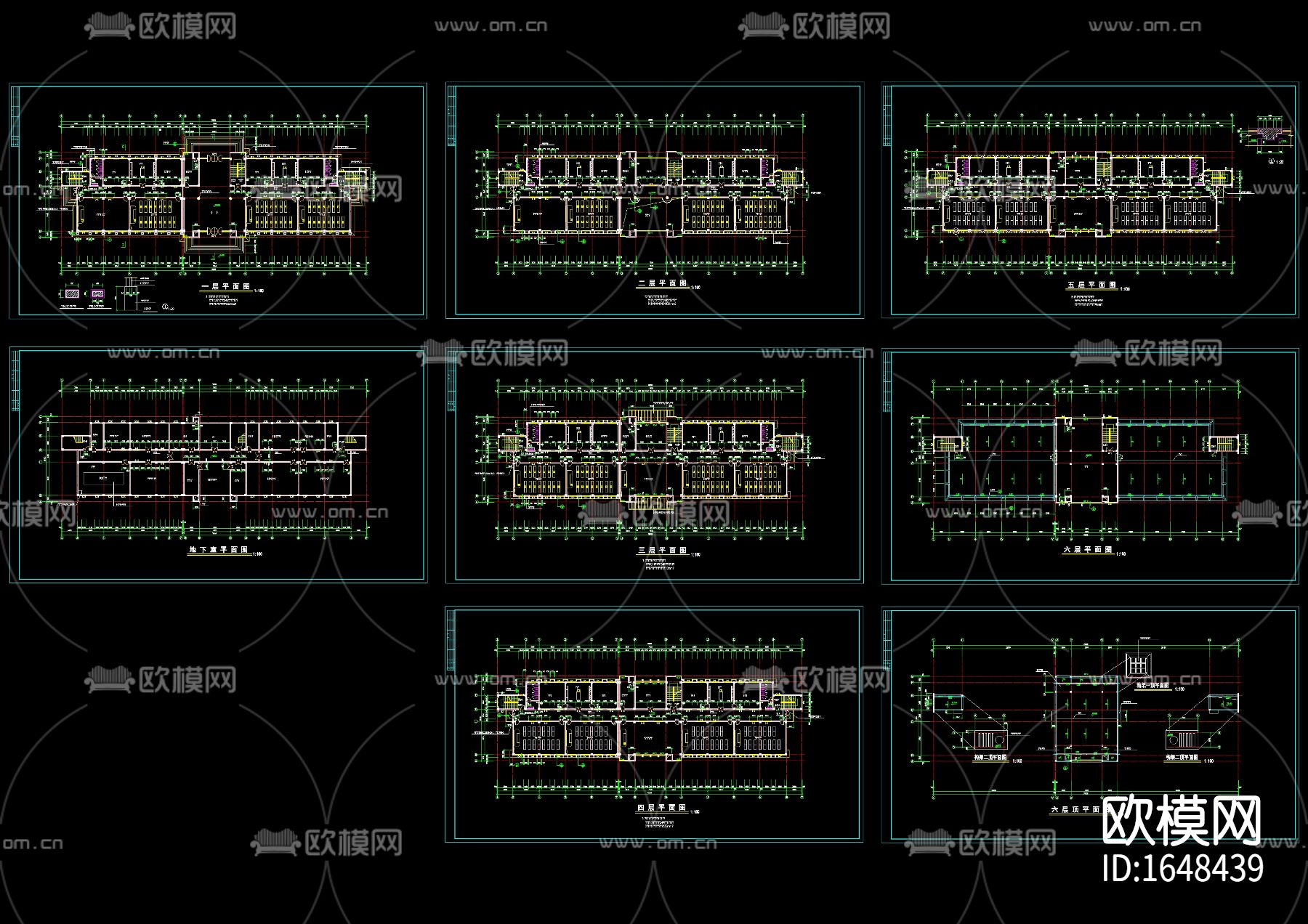 学校综合实验楼cad施工图下载（渲染图1）