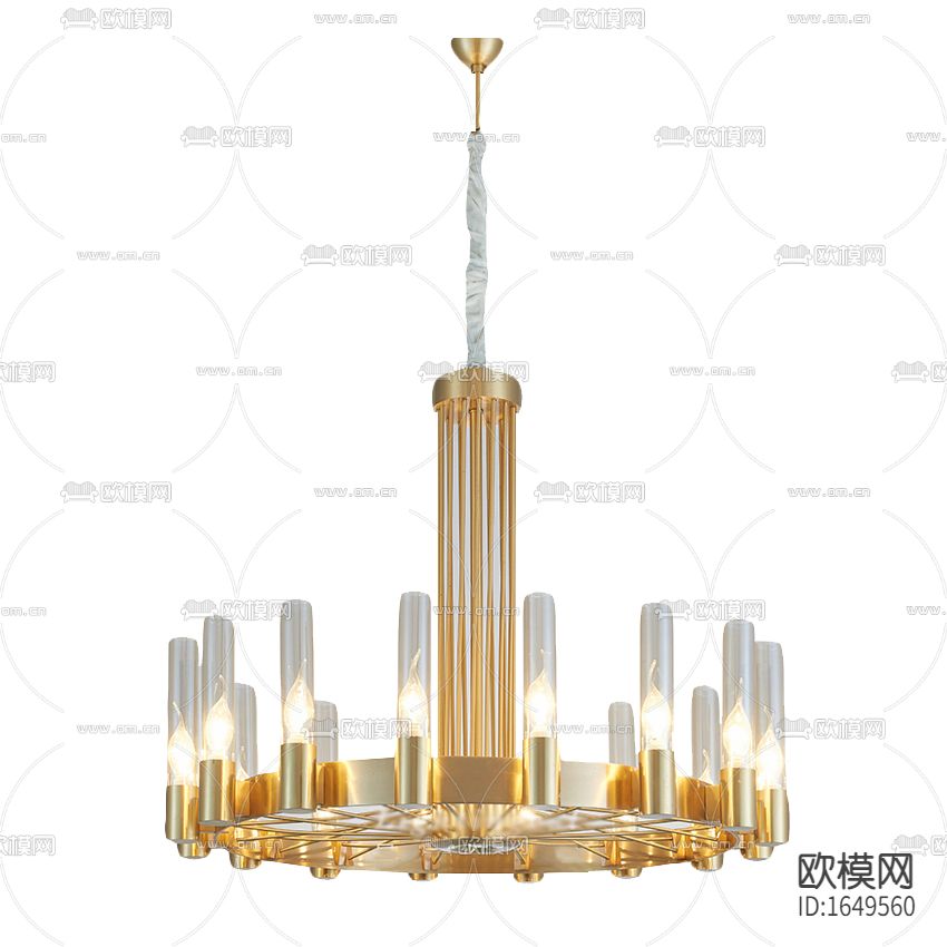 美式轻奢全铜玻璃仿烛台吊灯下载