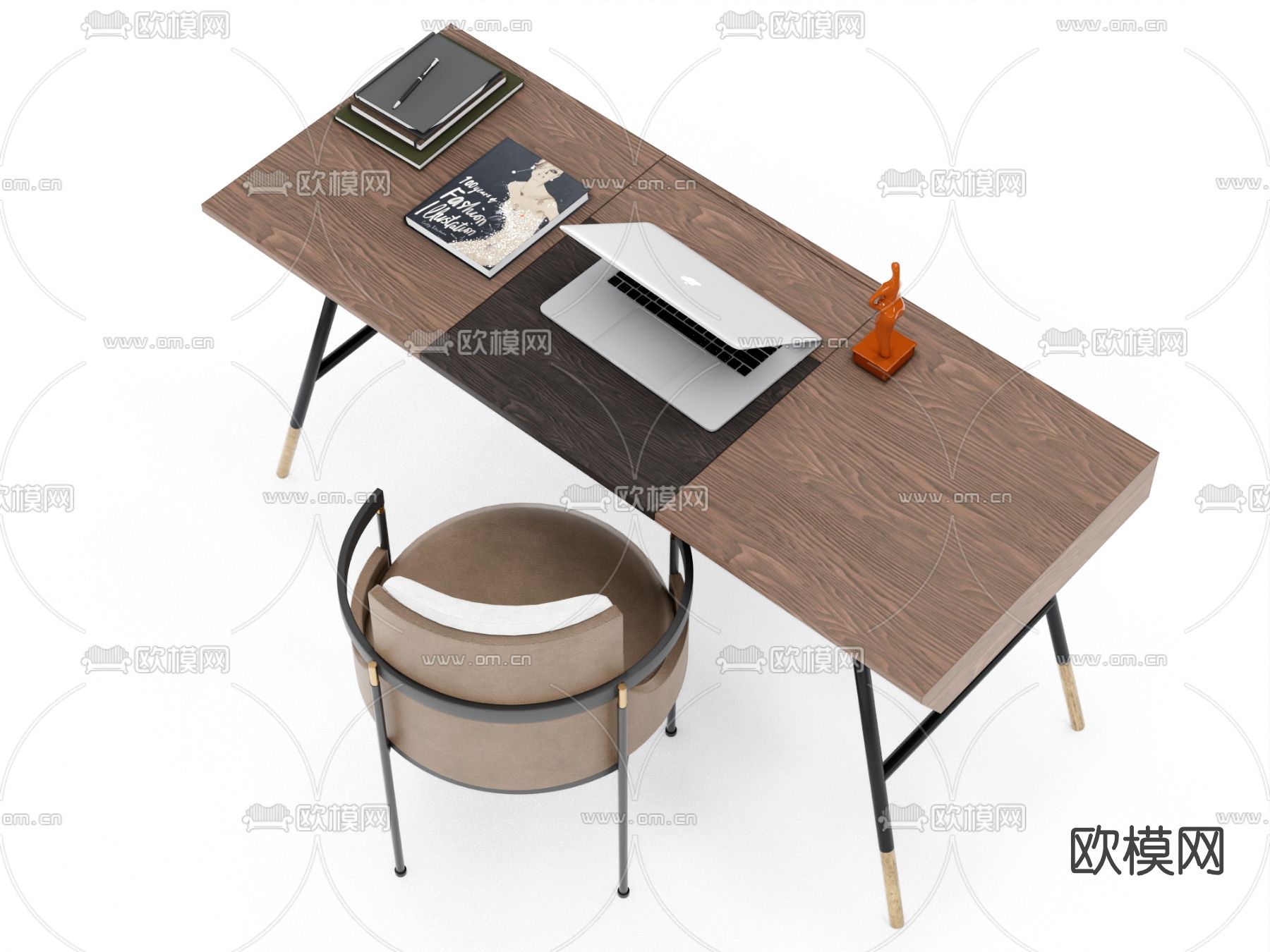 现代轻奢书桌椅su模型下载（渲染图4）
