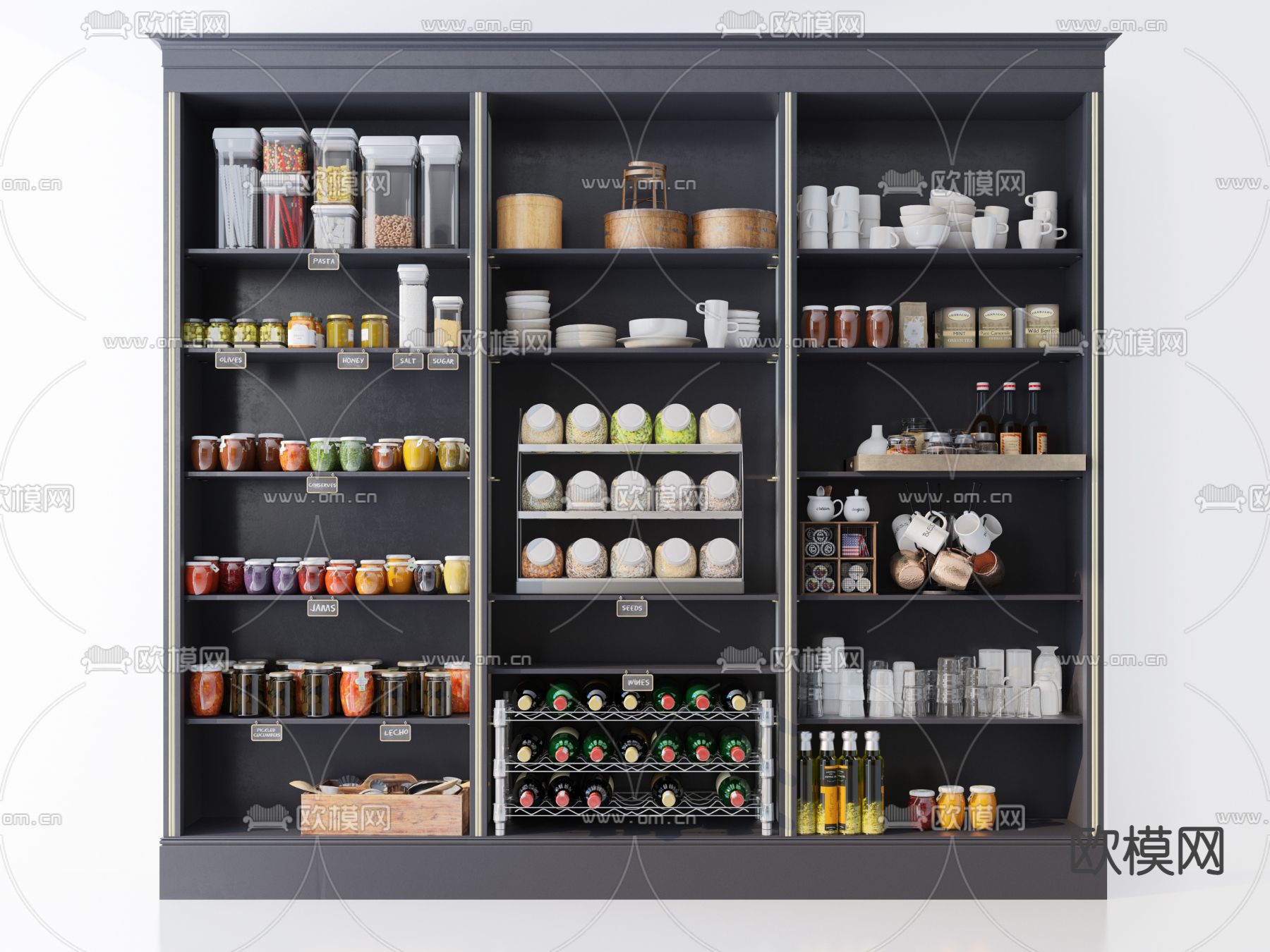 现代置物柜厨房用具3d模型下载