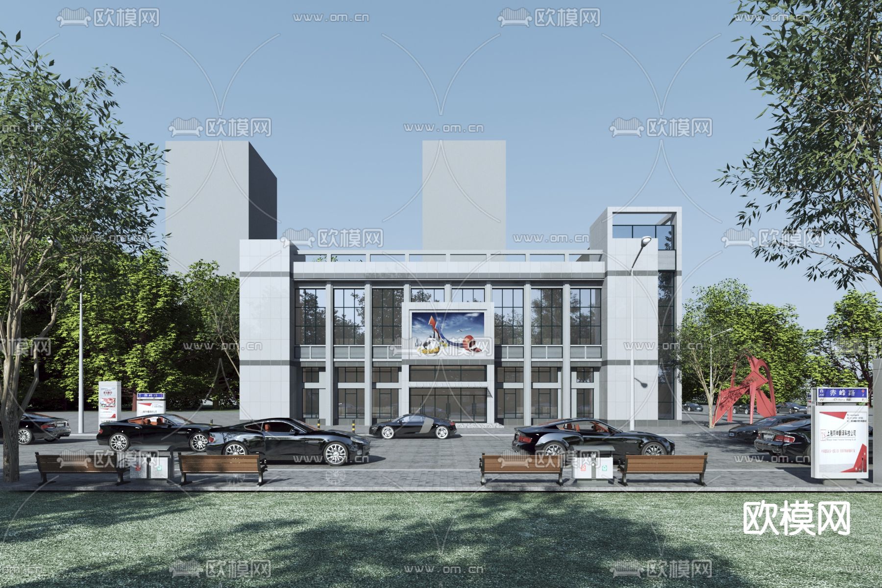 现代写字楼外观3d模型下载