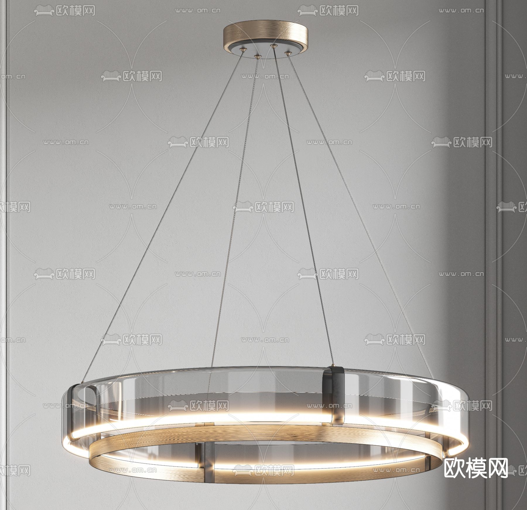 现代轻奢环形吊灯su模型下载（渲染图1）