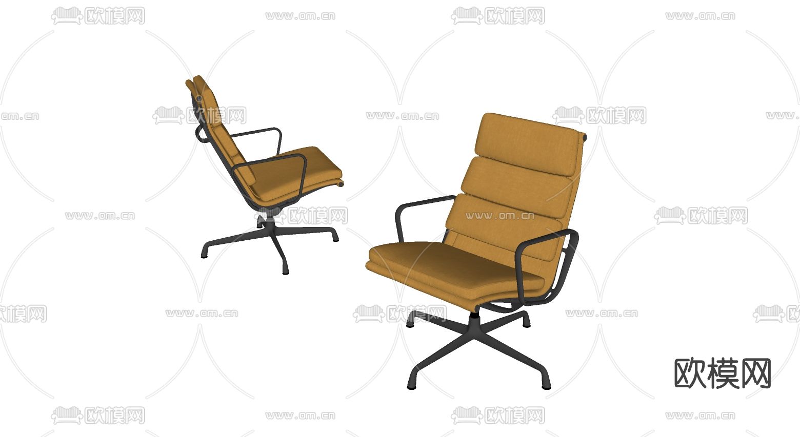 北欧办公椅老板椅su模型下载（渲染图2）