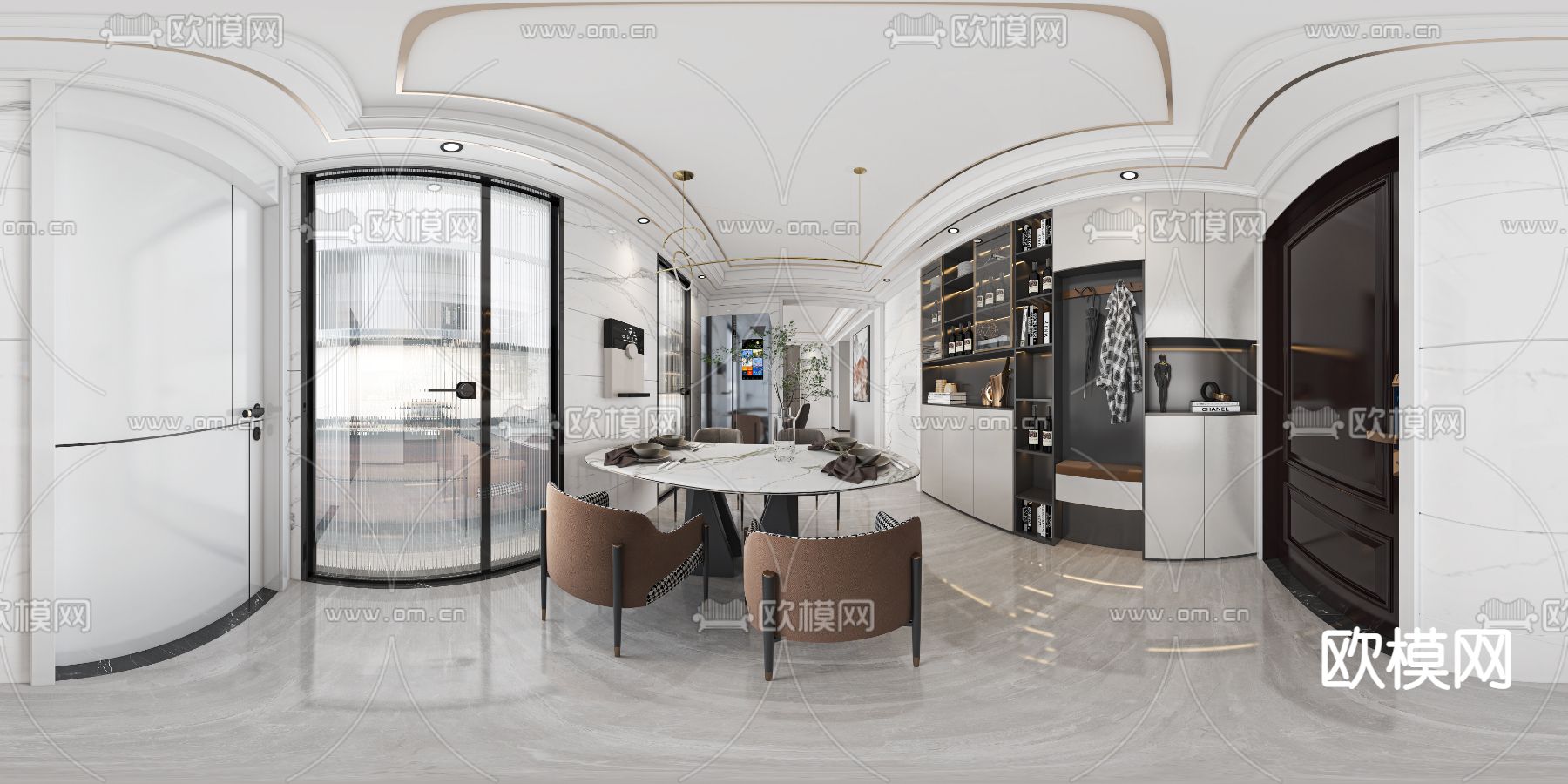现代轻奢客餐厅vr全景3d模型