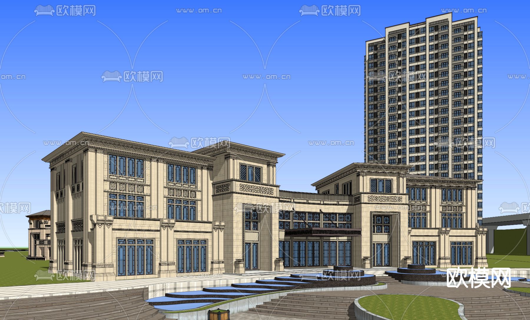 欧式会所su模型下载（渲染图2）