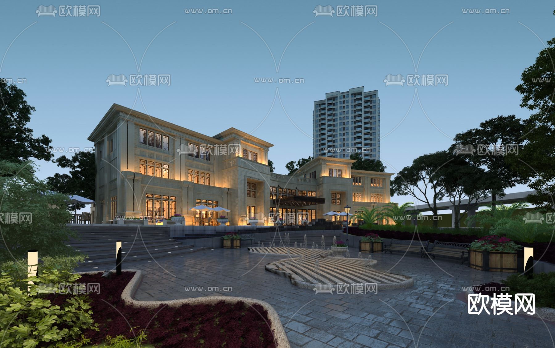 欧式会所su模型下载（渲染图1）