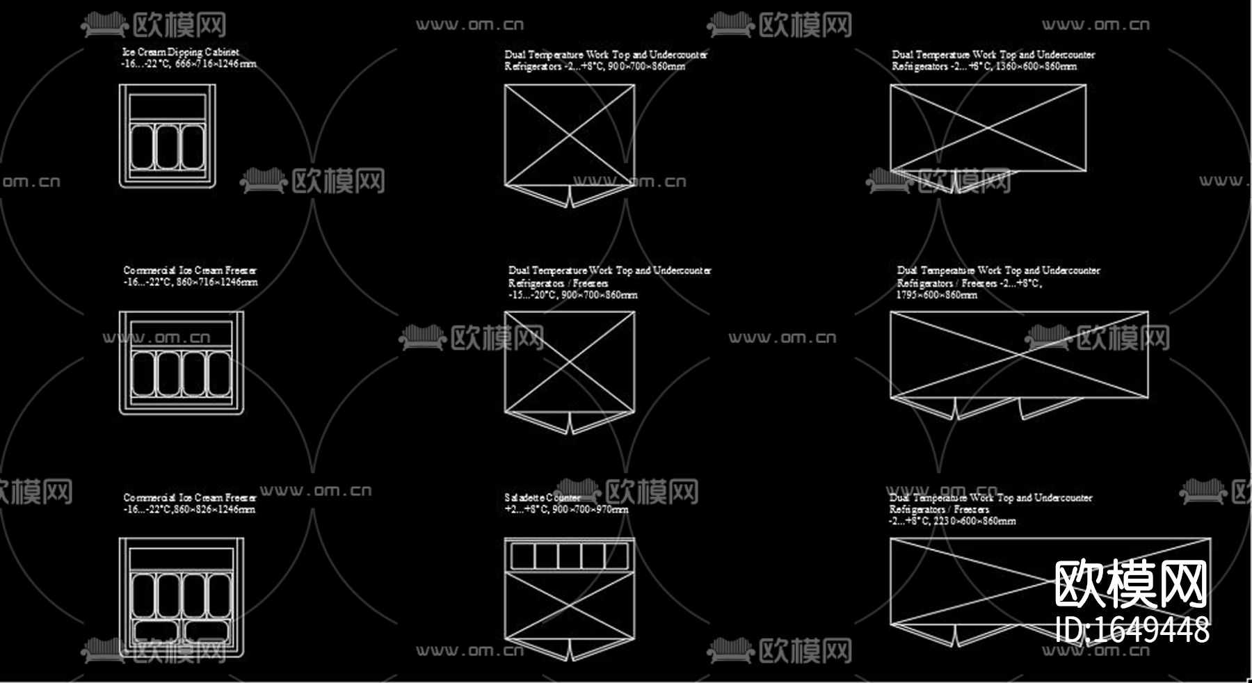 商用制冷设备cad图库下载（渲染图1）