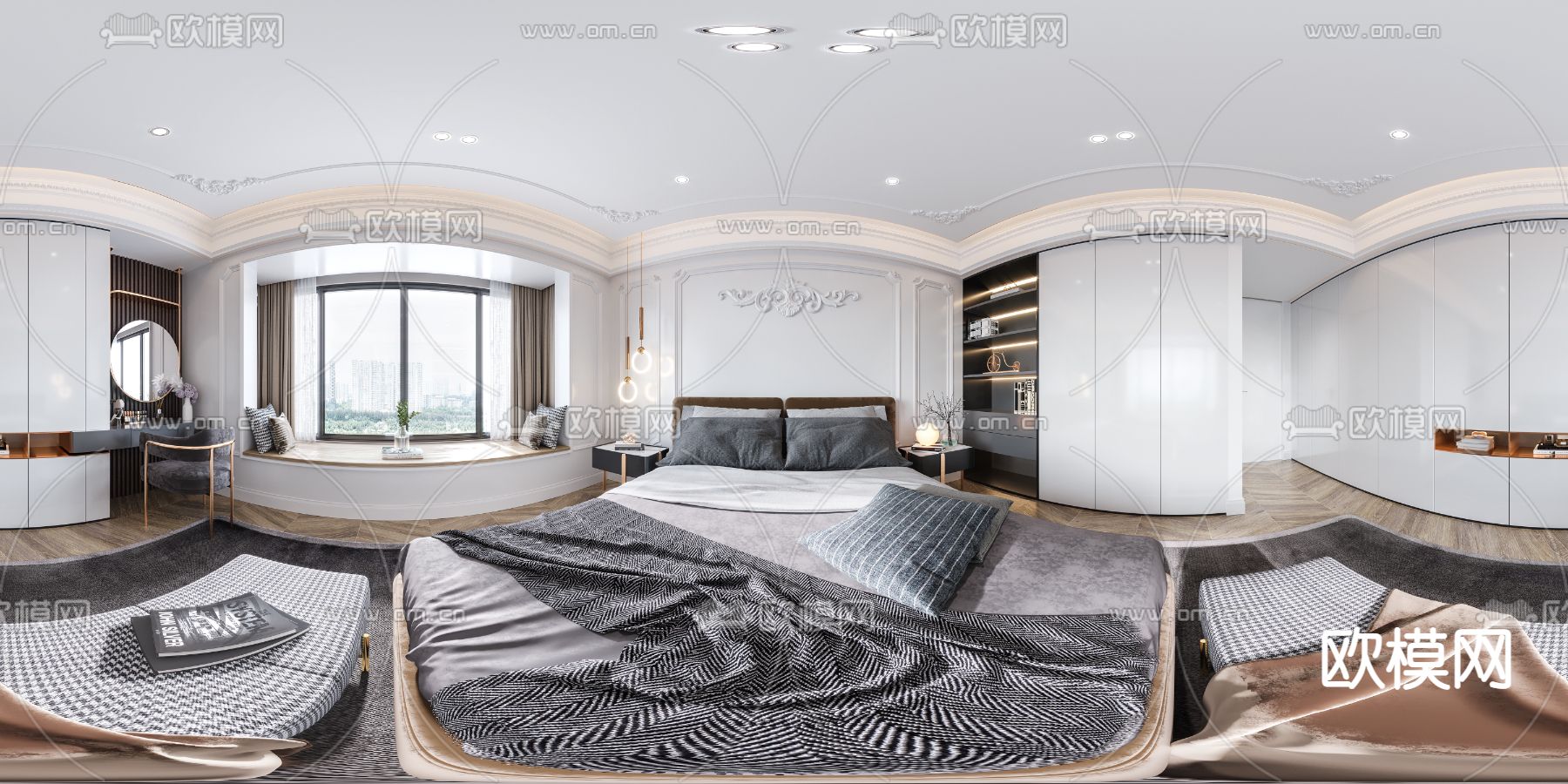 欧式卧室主人房VR全景3d模型