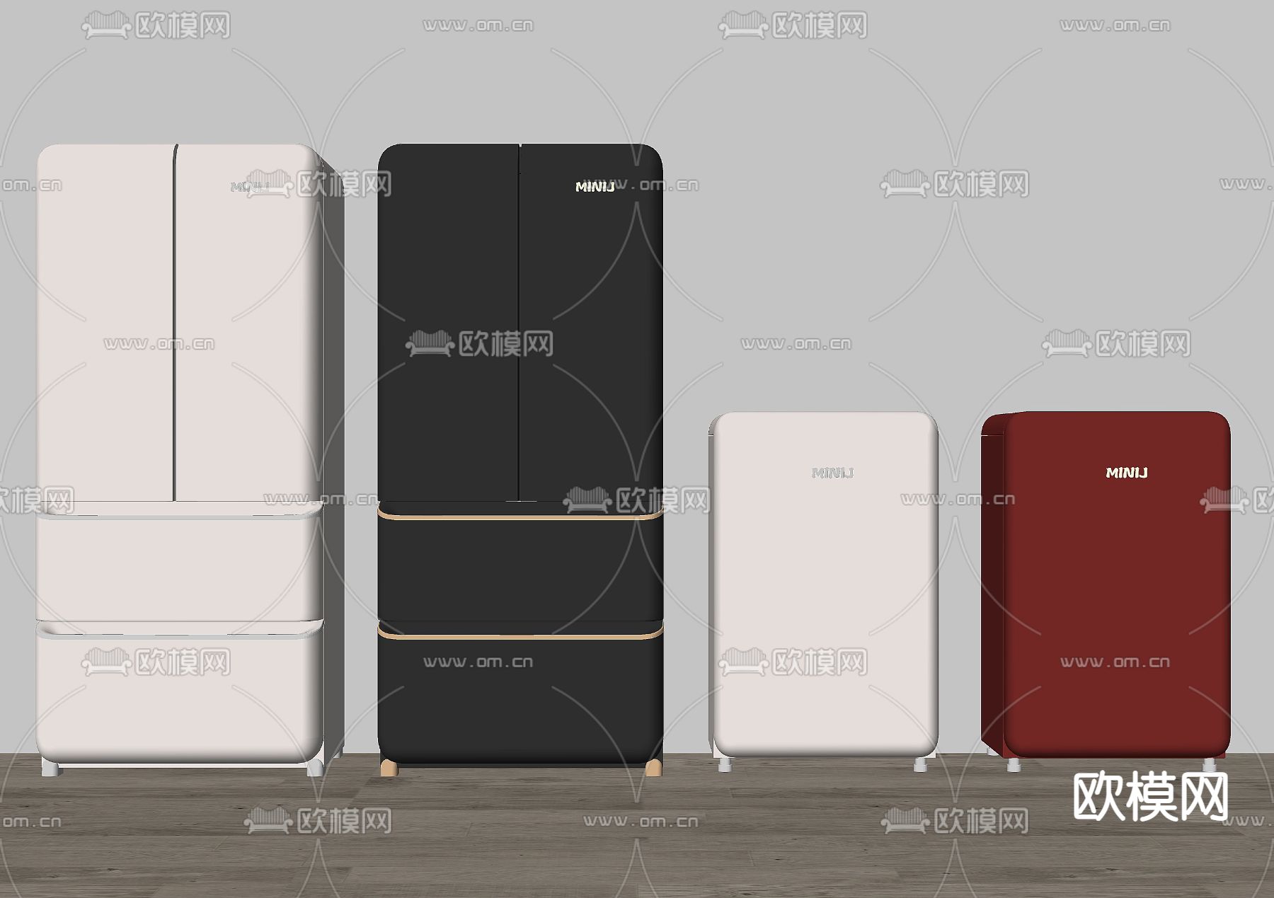 现代网红冰箱su模型