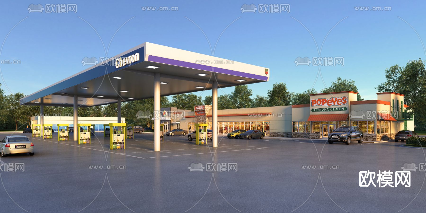 现代中石油加油站3d模型
