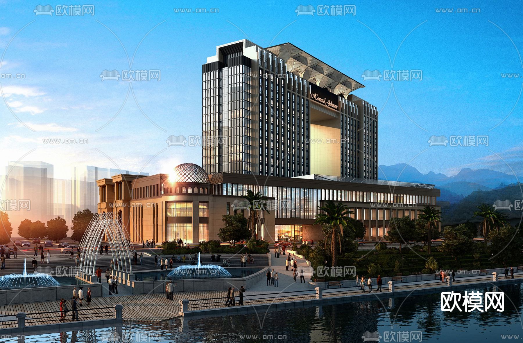 现代酒店外观3d模型下载_ID11156335_3dmax免费模型-欧模网
