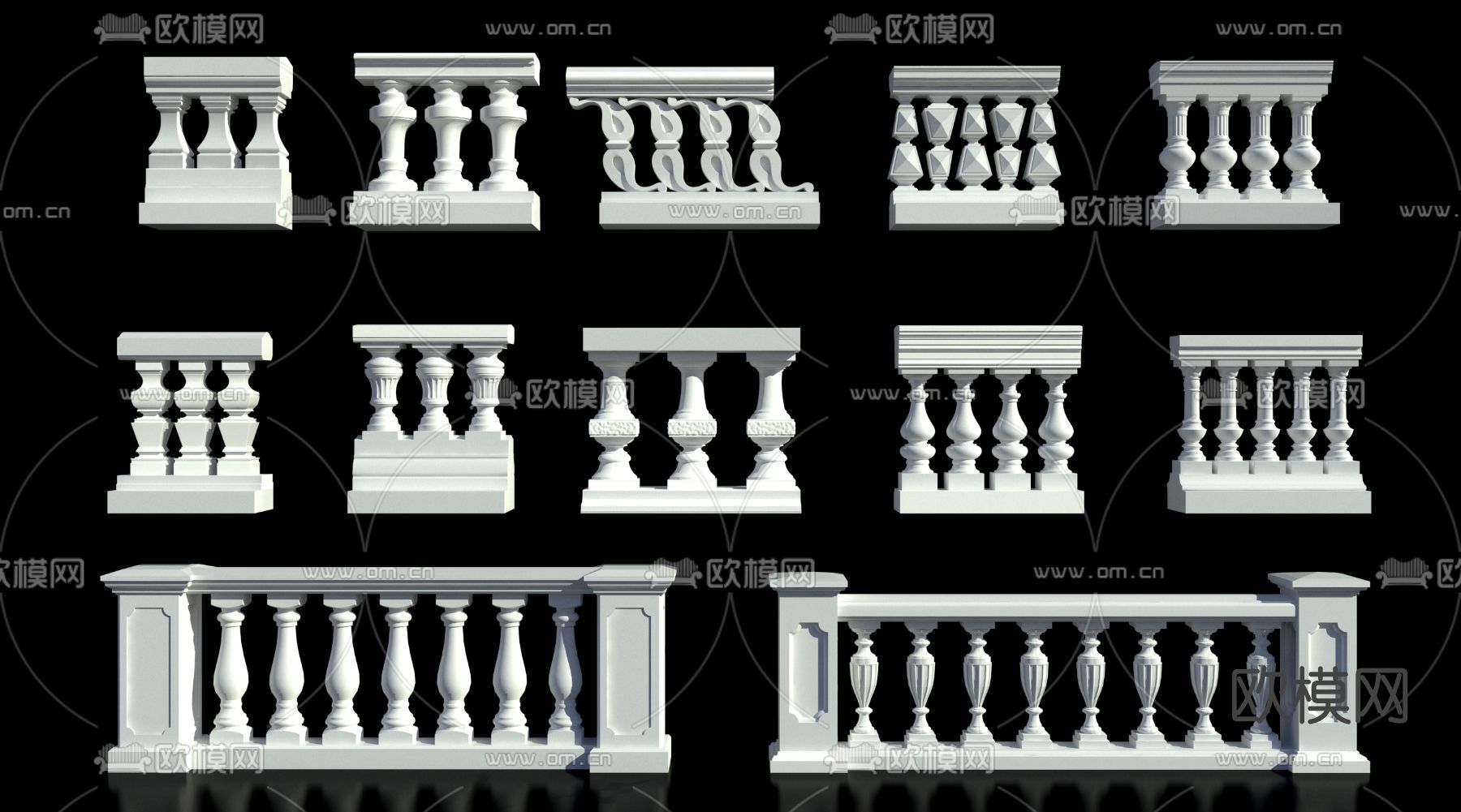 欧式栏杆护栏3d模型下载