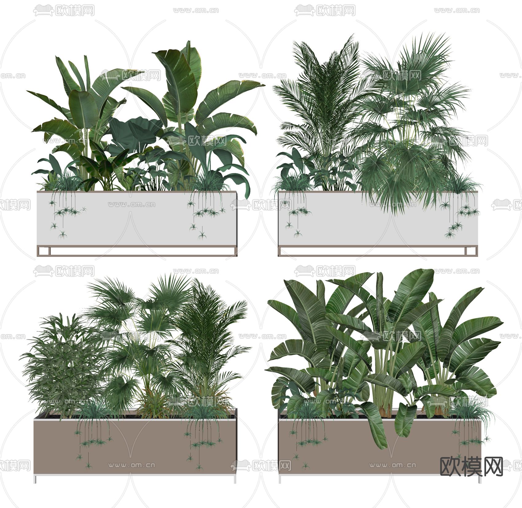 现代绿植盆栽su模型下载