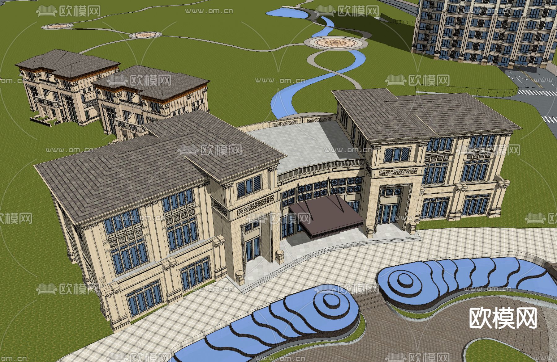 欧式会所su模型下载（渲染图3）