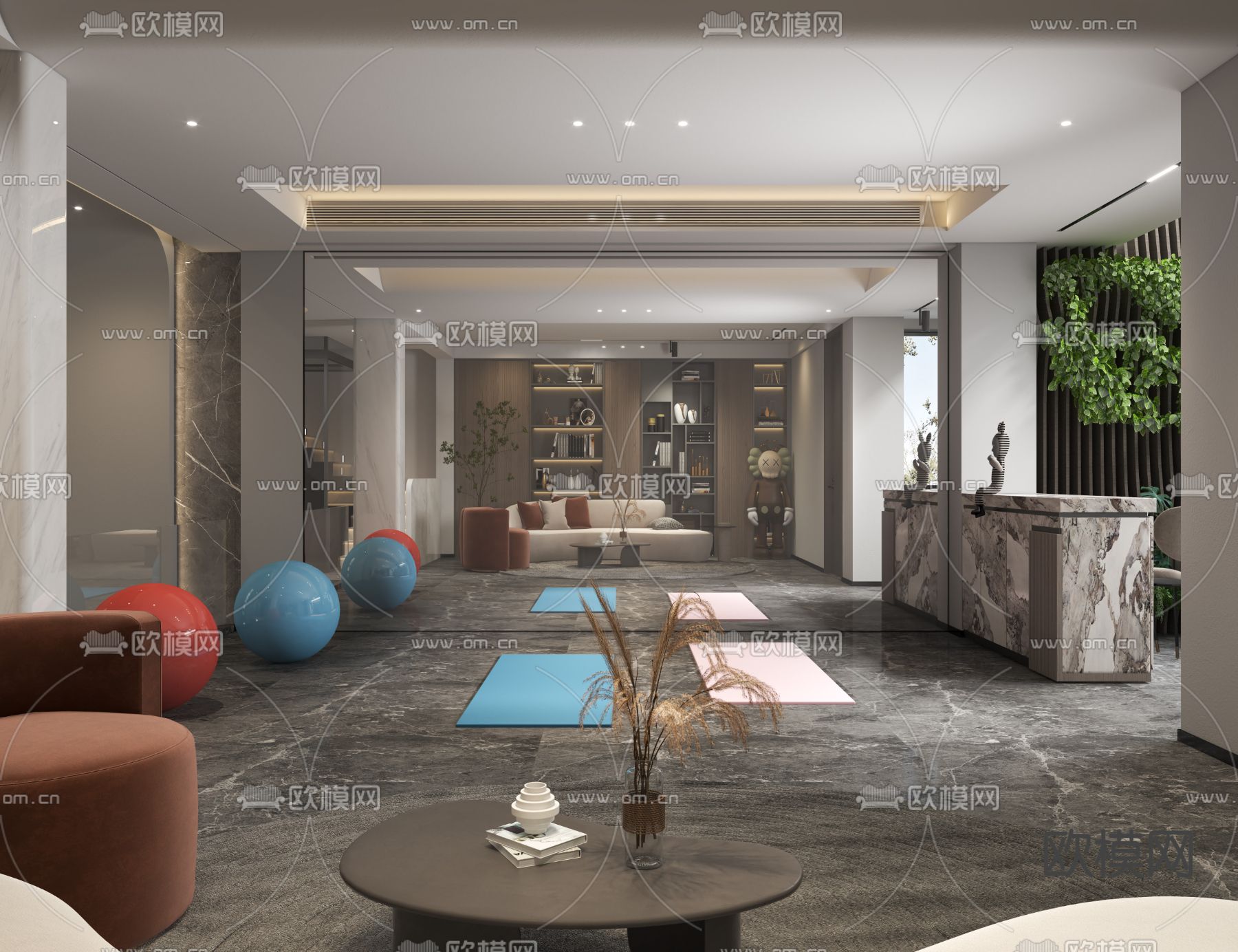 现代地下室休闲区3d模型下载（渲染图3）