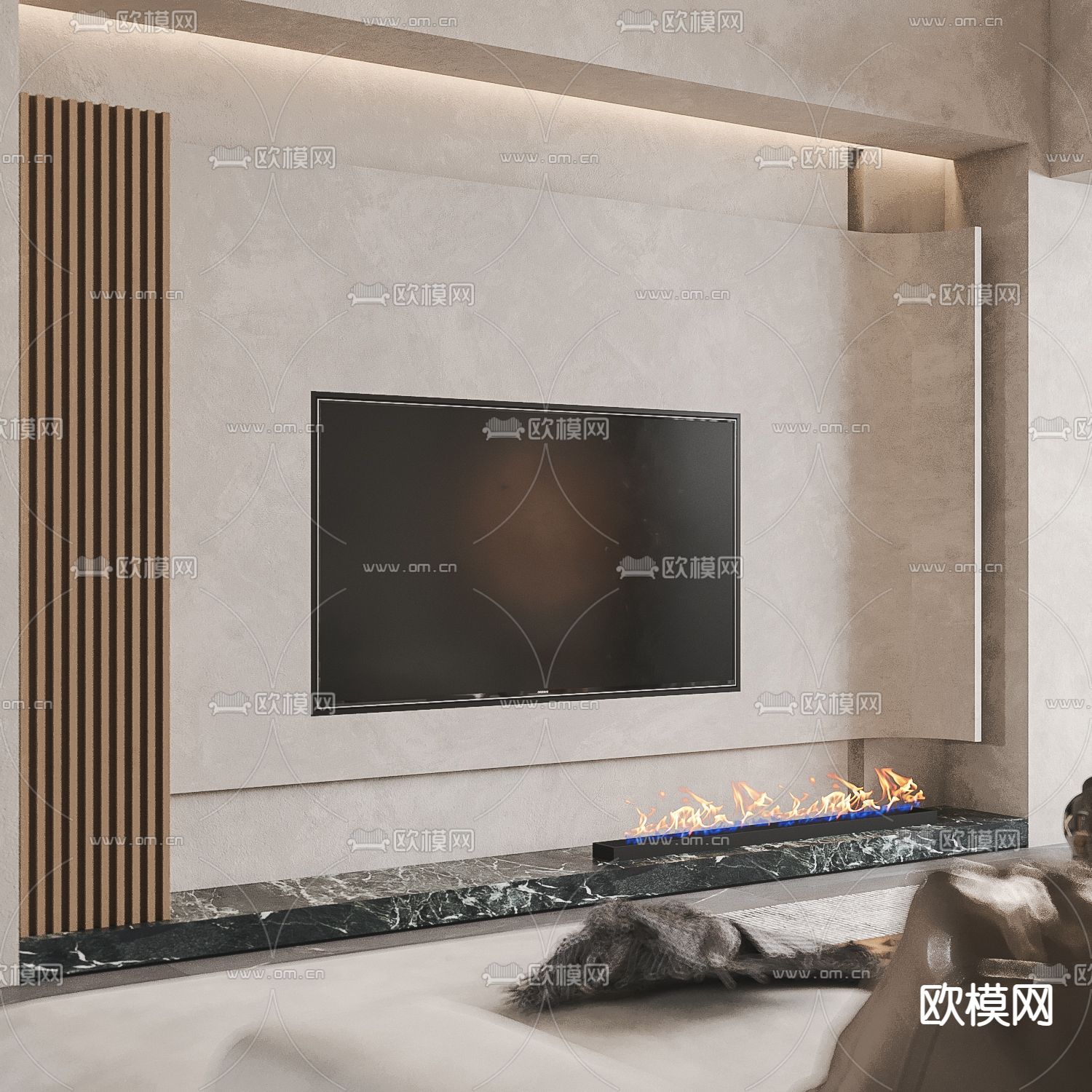侘寂风别墅客餐厅3d模型