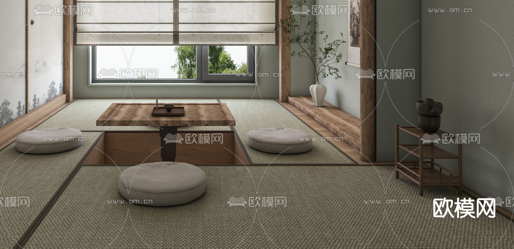 日式榻榻米茶室3d模型