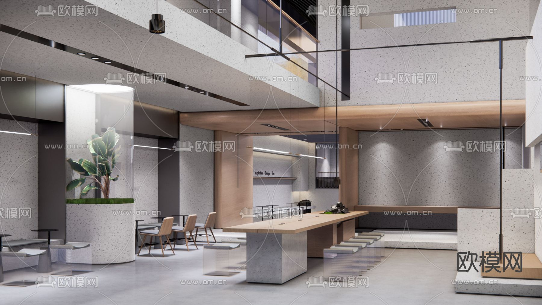 现代奶茶店su模型下载（渲染图2）