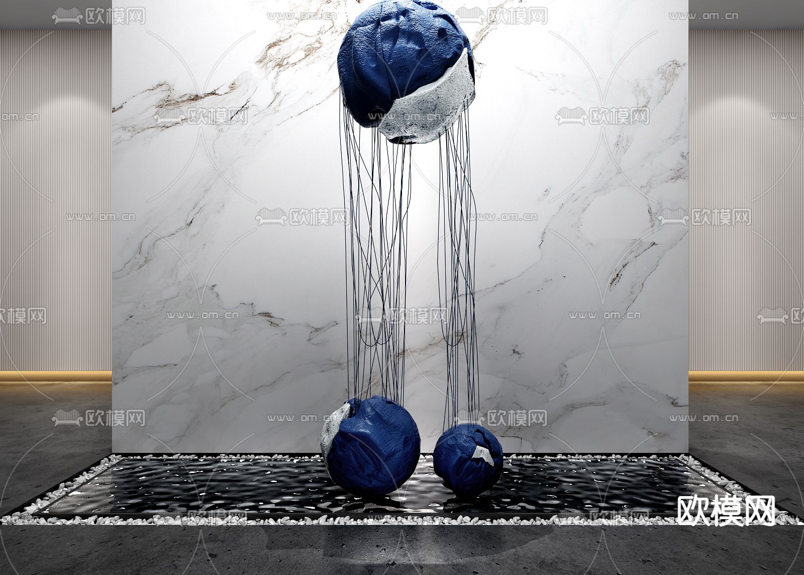 现代抽象球形雕塑3d模型下载