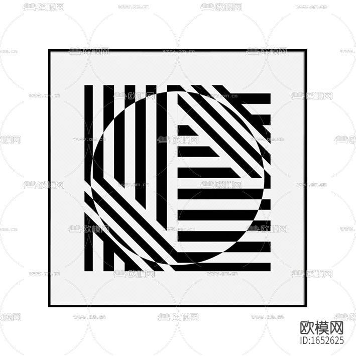 现代简约黑白色格纹抽象装饰画