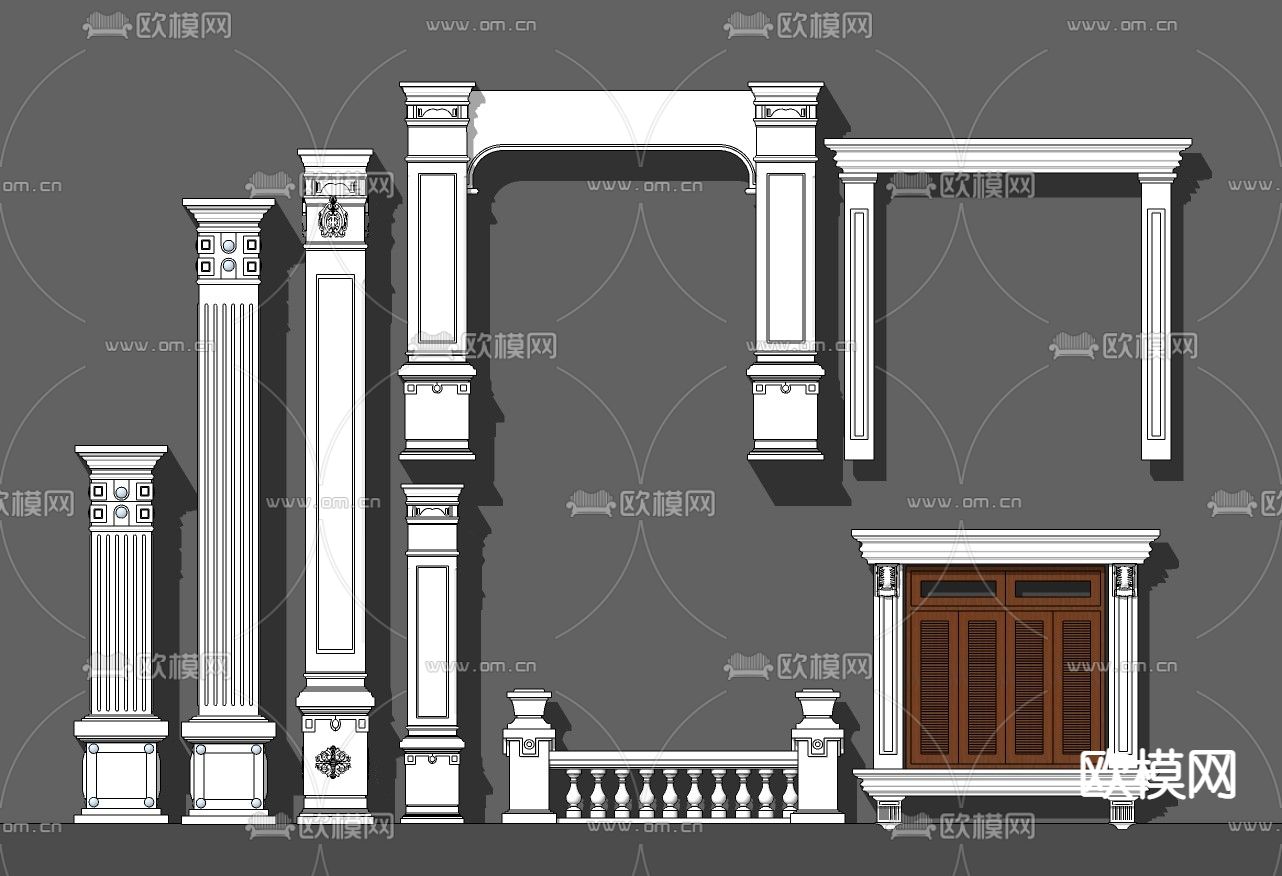 欧式柱子su模型下载