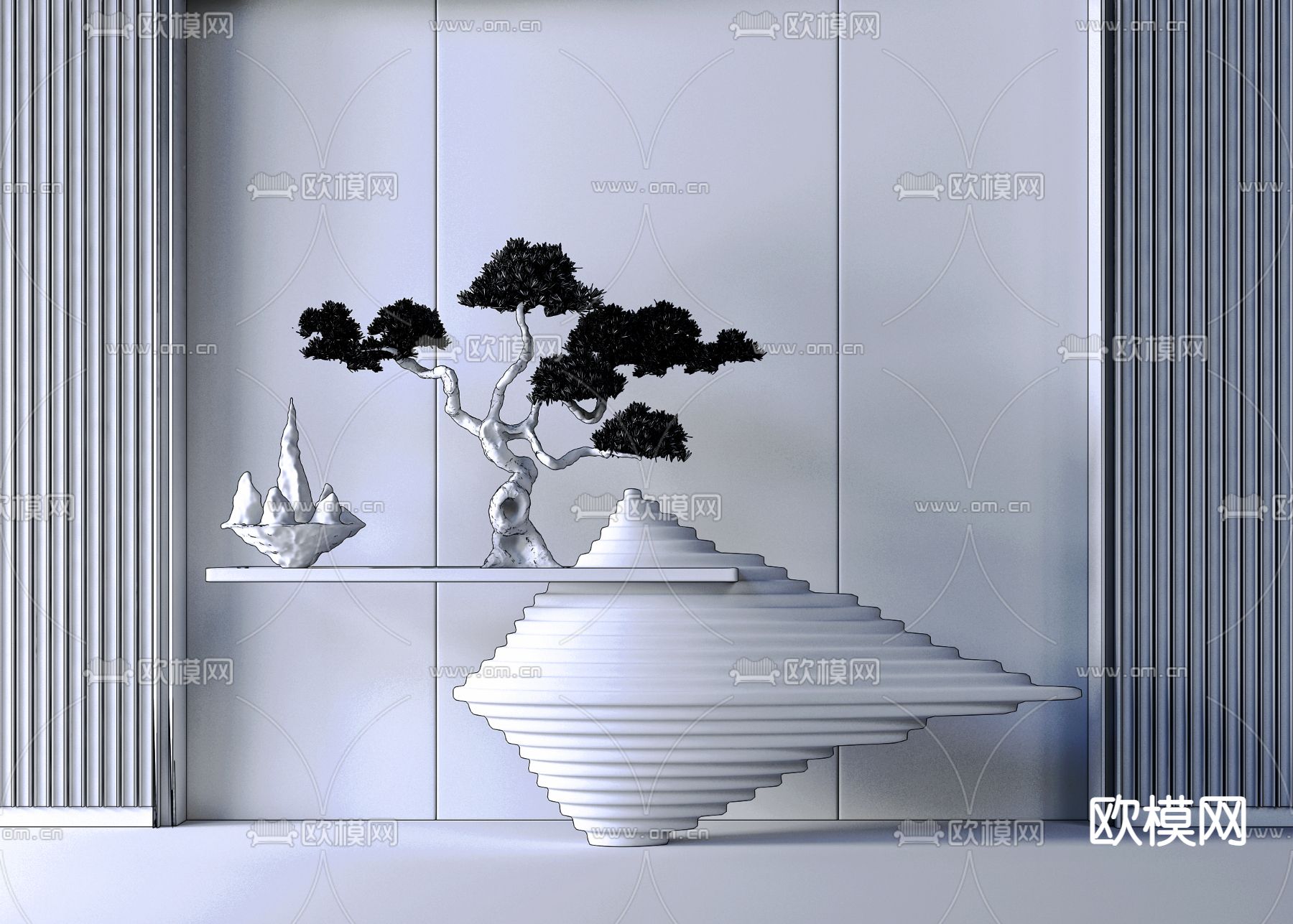 新中式端景台3d模型
