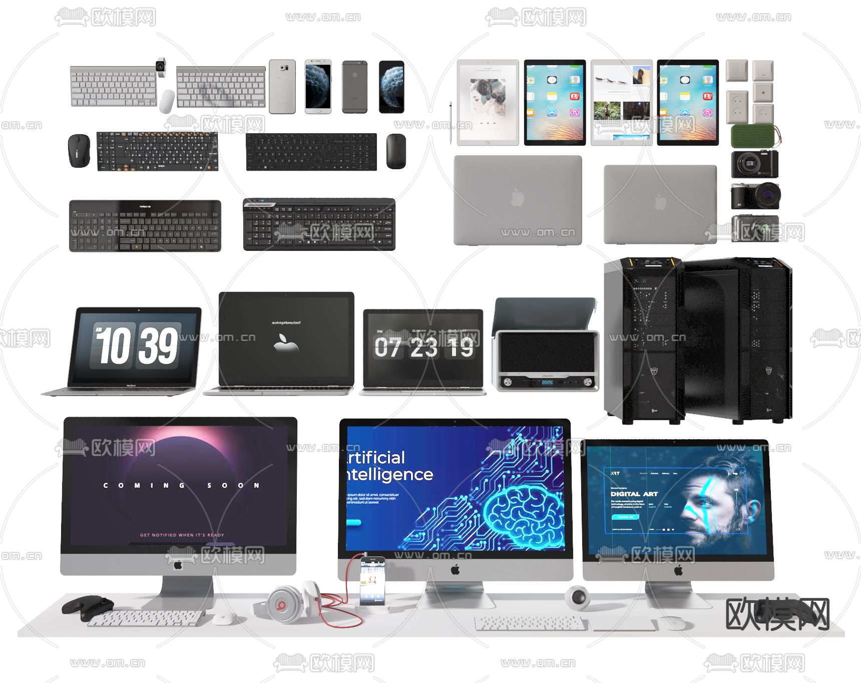 现代电脑主机显示屏3d模型