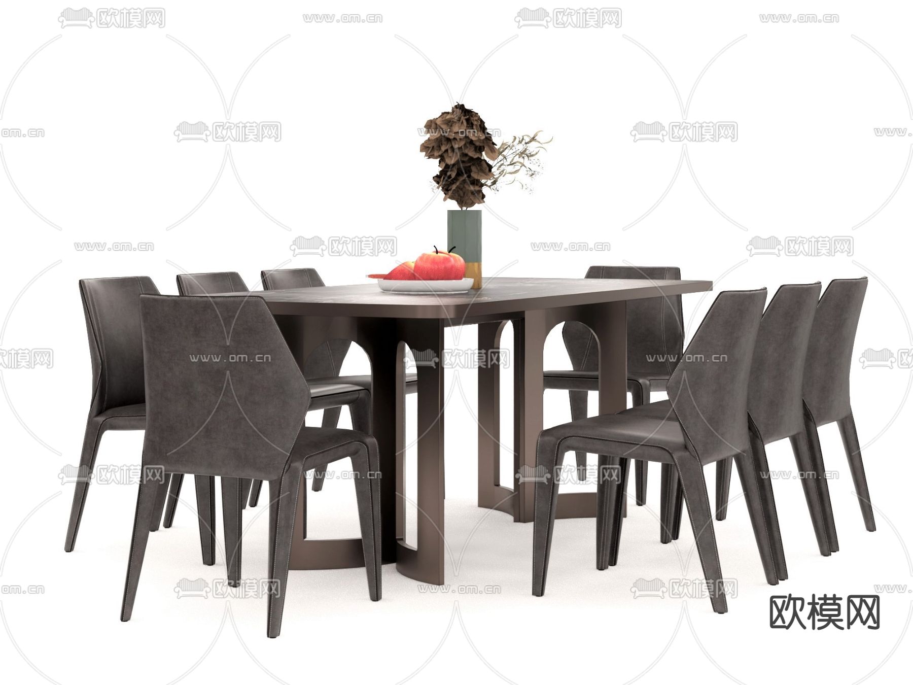 现代轻奢餐桌椅su模型下载（渲染图2）