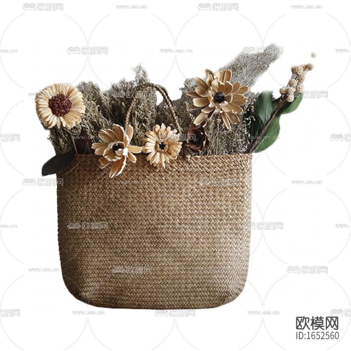 美式乡村做旧藤编手提篮摆放花艺下载